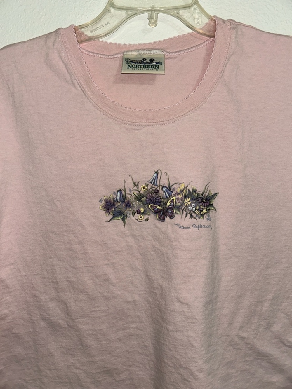 Northern Reflections Light Pink Tee with Floral & Butterfly Motif